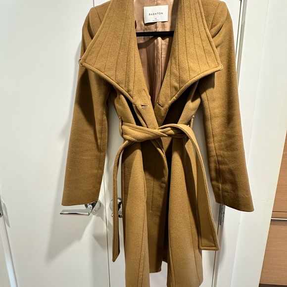 Aritzia Babaton Connor Wool Coat Size XS Tan Colour - Picture 11 of 13